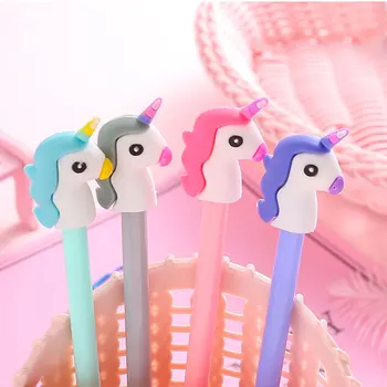 

Free shipping 20 pcs Cute unicorn gel pen horse animal writing pens kawaii stationery Plastic material office school supplies