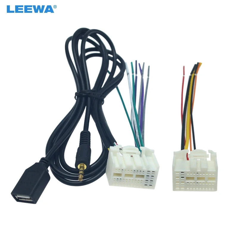 Leewa 5set Car Stereo Radio Wiring Harness Adapter With Aux(3.5mm)/usb