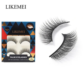 

LIKEMEI NEW 3 Pairs 3D Mink Hair False Eyelashes Criss-cross Wispy Cross Fluffy length Lashes Extension Handmade Eye Makeup Tool