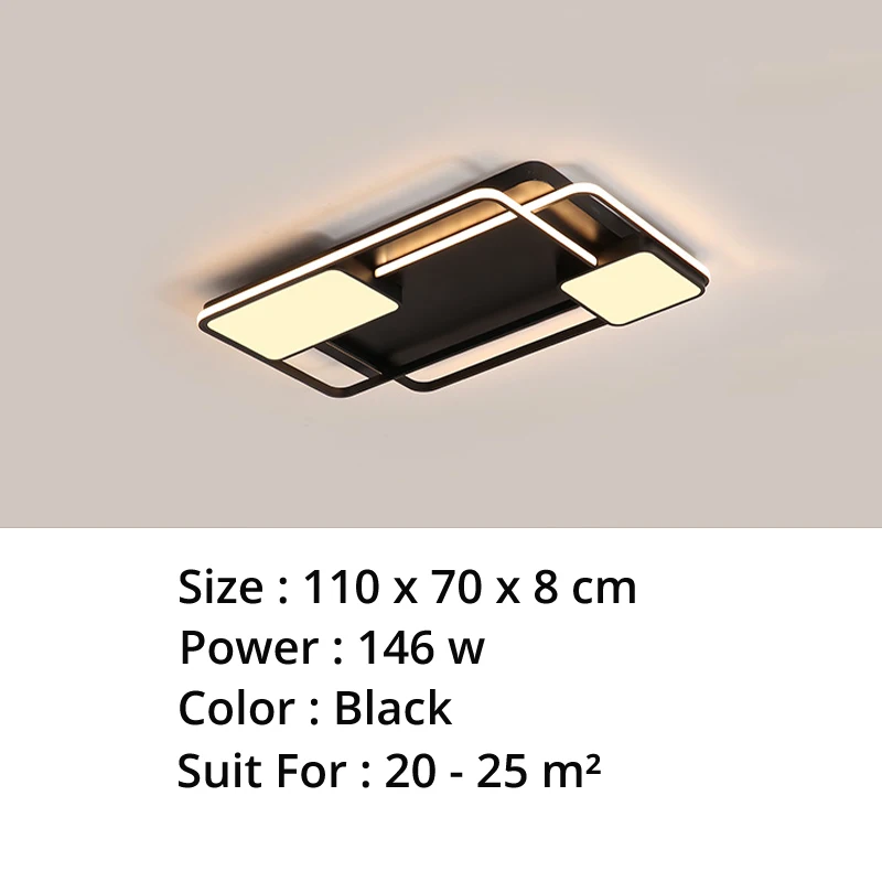 Современный светодиодный потолочный светильник для гостиной, спальни, столовой, алюминиевый корпус, для помещений, дома, в помещении, светильник - Цвет корпуса: D Black 110x70x8