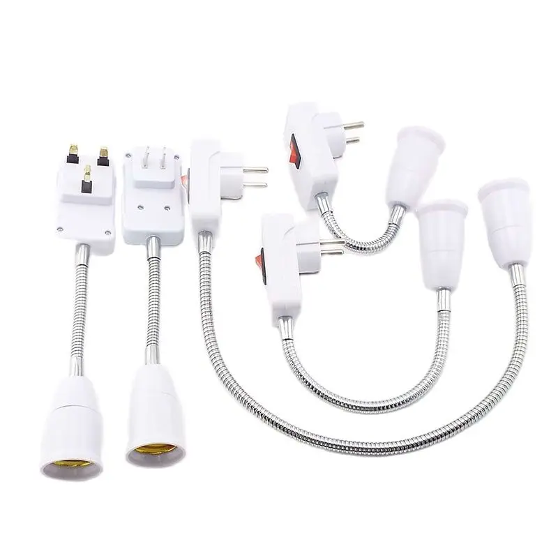 Flexible Extend E27 Light Lamp Bulb Extension Converter Adapter Wall Lamp Socket Base Holder 23cm-53cm EU/UK Plug eu extension plug electrical adapter 3 in 1 adaptor 180 degree rotation adjustable for mobile phone charging converter socket