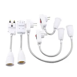 Flexible Extend E27 Light Lamp Bulb Extension Converter Adapter Wall Lamp Socket Base Holder 23cm-53cm EU/UK Plug