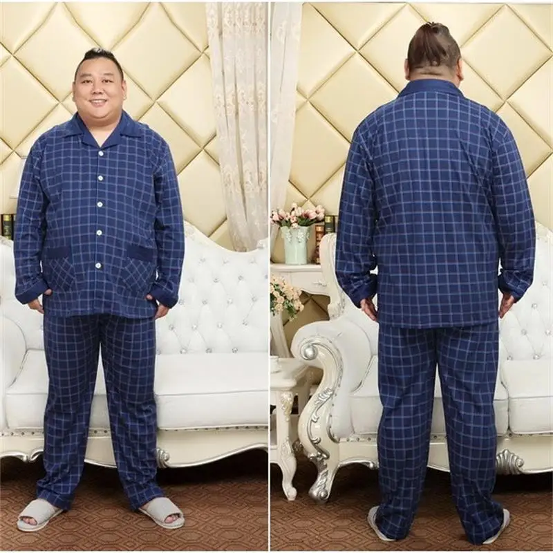 Мужской осенне-зимний хлопок 5XL XL пижамный комплект большие мягкие пижамы