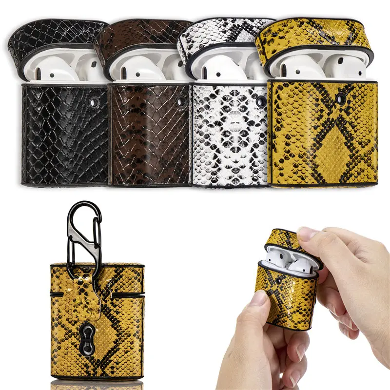 Чехол для наушников Anaconda из искусственной кожи змеи Airpods 1 2 аксессуары чехол