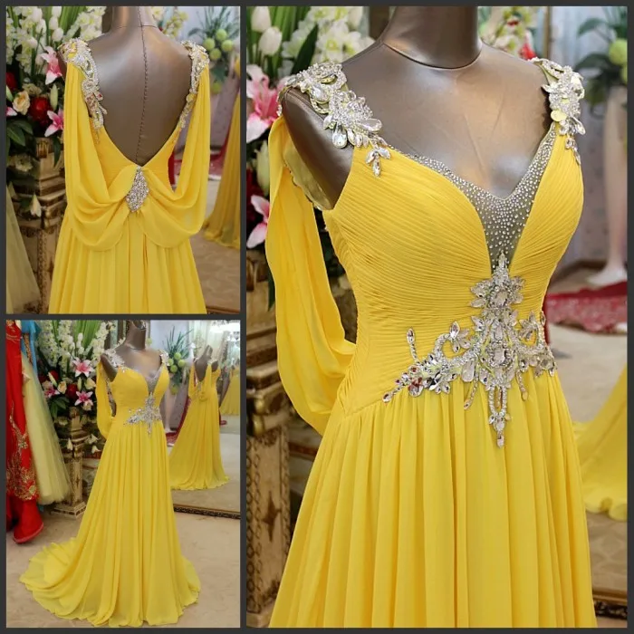 Роскошные Стразы Кристалл vestidos формальные невесты вечернее платье Фиолетовый шифон желтый Длинные платья для выпускников