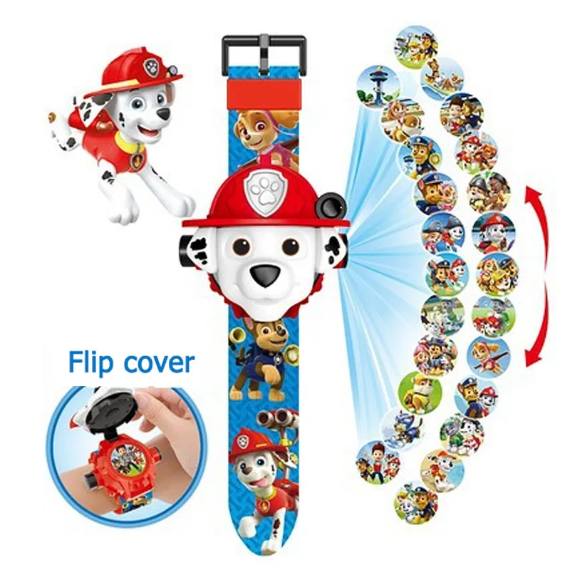 

Paw Patrol Toy Set 3D Projection Watch Cartoon Action Character Patrulla Canina Dog Patrol Flip Digital Electronic Watch