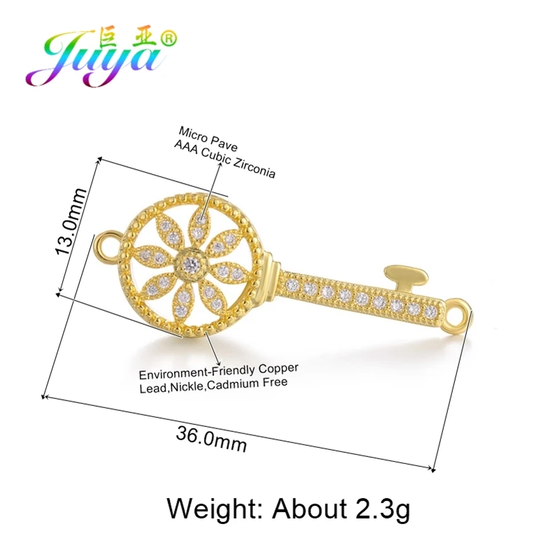 Juya, модные аксессуары для рукоделия ручной работы, металлические шармы, соединители для женщин, серьги, браслет, компоненты для изготовления - Цвет: Gold