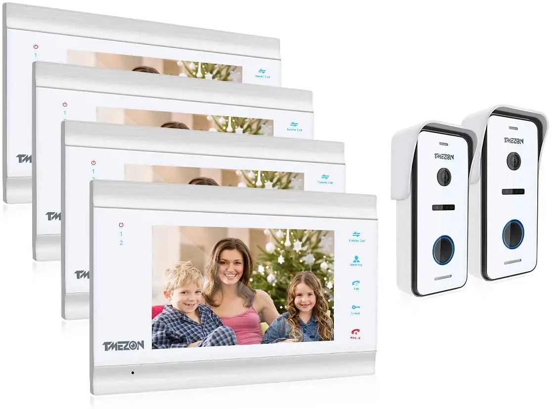 video intercom indoor station TMEZON video door intercom doorbell intercom system, 1080P 7 inch 1 monitor 1 camera touch button, night vision door video intercom Door Intercom Systems