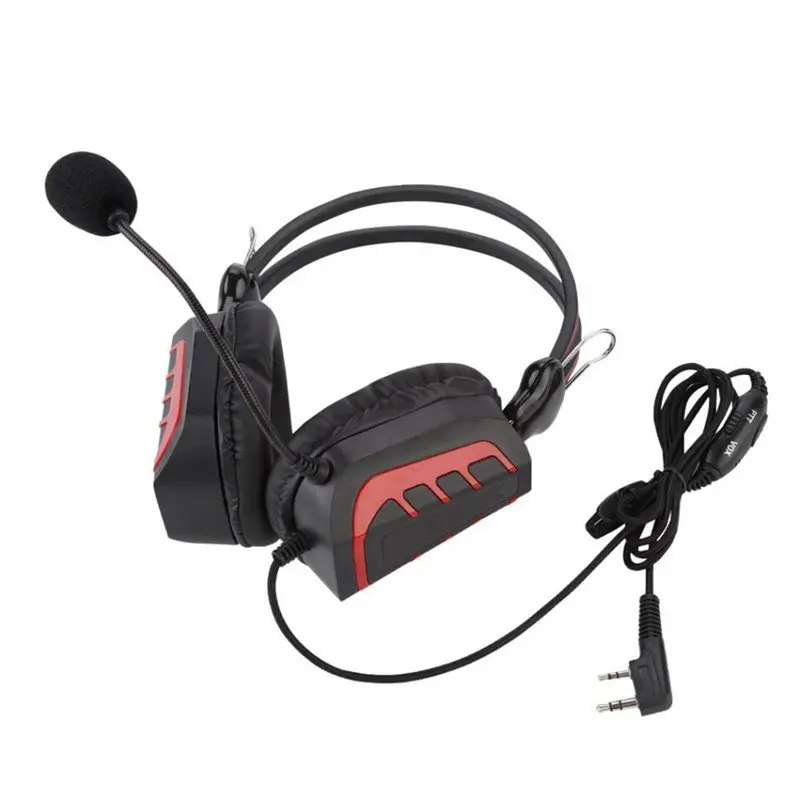 

Headset Earpiece Mic Over Head Headphone Flexible Mic K Plug Volume Control For Walkie Talkie With PTT Button