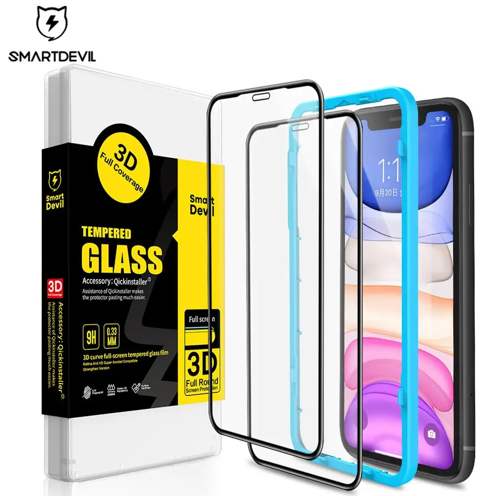 SmartDevil 2Pcs Tempered Glass For iPhone 12 Pro Max 11 Pro Max 7 8 X XS XR Screen Protector Full Coverage Scratch Proof afbeelding