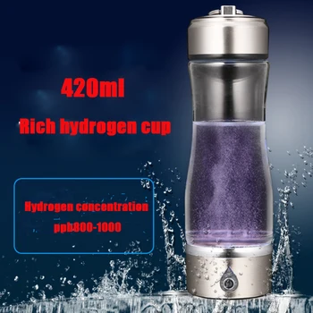 

430ml USB Water Ionizer Hydrogen Rich Generator Water Bottle Alkaline Healthy Glass Electrolysis ORP H2 Smart Glass