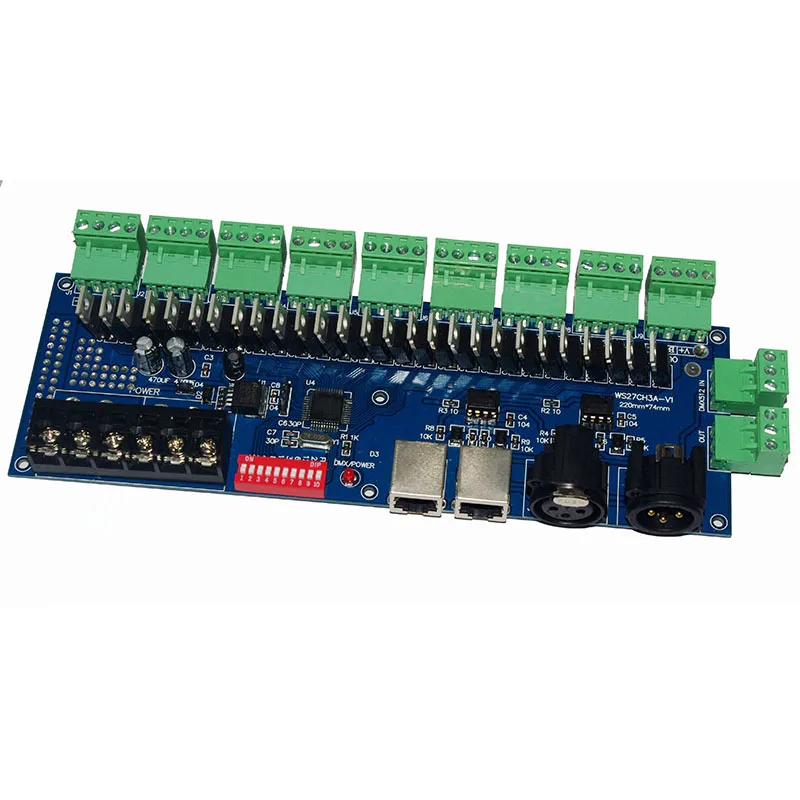 Новый 27 канальный светодиодный декодер DMX512 27CH 9 групп 54A Макс DMX XRL 3P led RGB