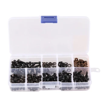 

300Pcs/Set Assortment Kit M3 Black Screws Set Alloy Steel Button Head Hex Socket Screw Bolt with Nuts Washers Hardware