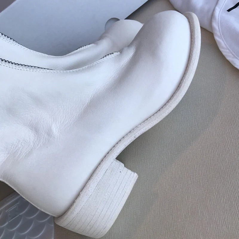 designer round toe leather short boots women low heel motorcycle boots high quality front zip martin ankle boots for women