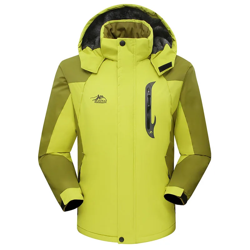 Autumn and winter couple mountaineering warm windproof hooded solid color clothing outdoor riding cold men and women