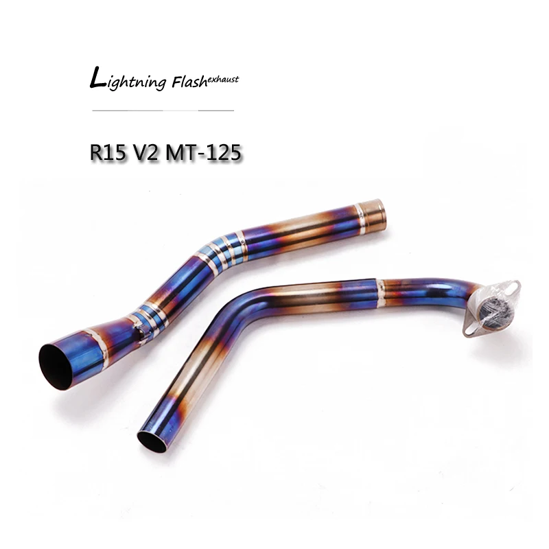 51 mm Header Pipe for Yamaha R15 V2 V3 MT-125 Motorcycle Titanium Alloy Exhaust Pipe Front Mid Slip On Modified