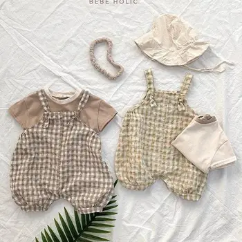 

Kids Baby Girls Boys Bib Short Pants Cotton Plaid Romper Jumpsuit Outfits Clothes Casual Loose Overalls Summer Sunsuit