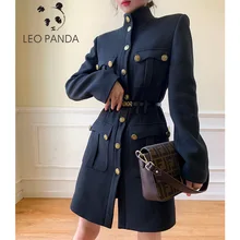 Осеннее и зимнее шерстяное пальто темперамент женский средней длины корейский темперамент женская популярная верхняя одежда шерстяное пальто