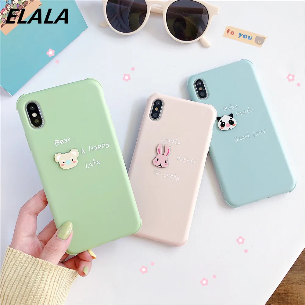 Soft TPU Case For iPhone 11 Pro XR X XS Max 6s 7 8 Plus Cover Candy Color Cute Cartoon 3D Panda Animal Patterned Capa | Мобильные