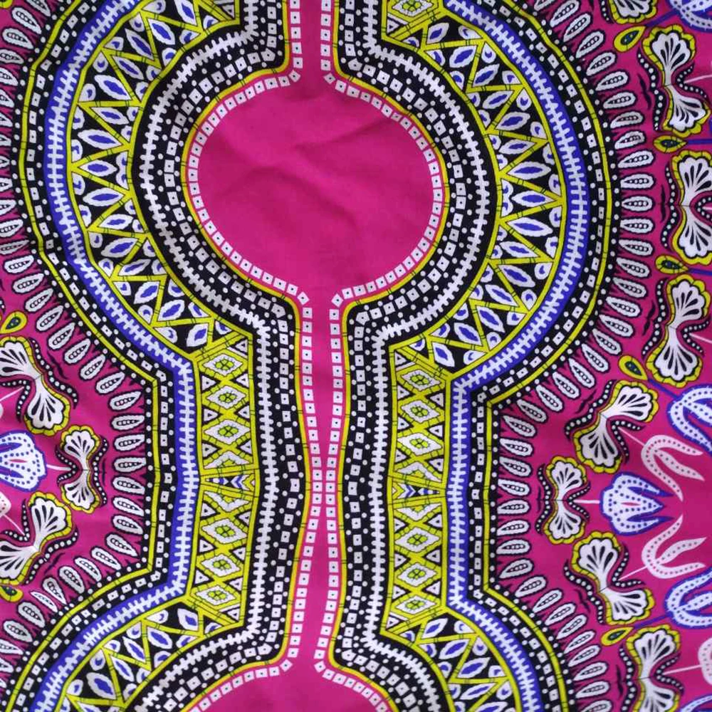 Dashikiage Африканский Дашики тройной узор печатных Розовый Чистый хлопок элегантное женское платье
