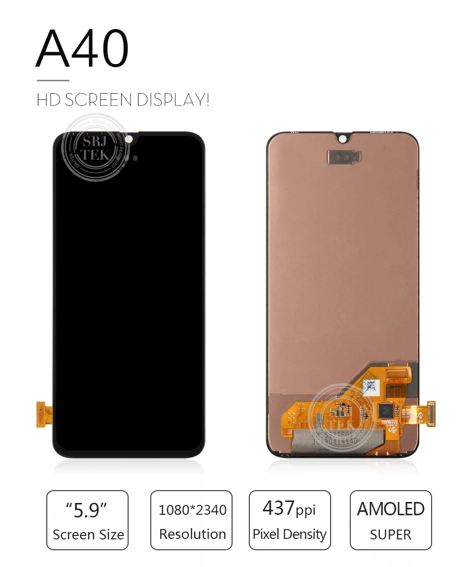 Для samsung Galaxy A40 A405 A405F A405FN/DS AMOLED ЖК-дисплей кодирующий преобразователь сенсорного экрана в сборе для A405F заменяет