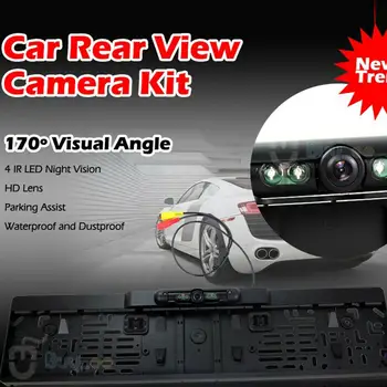 

Auto Parktronic EU Car License Plate Frame with Rear View Camera HD Night Vision Car Number 170 °IR LED Reversing Camera License