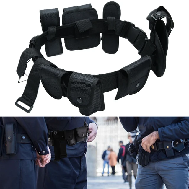 Cinturones de Servicio de Policía tácticos 10 en 1 con funda de pistola,  bolsa de linterna, bolsa de revista, juegos de funda de esposas, cinturón  de cocina de utilidad militar - AliExpress