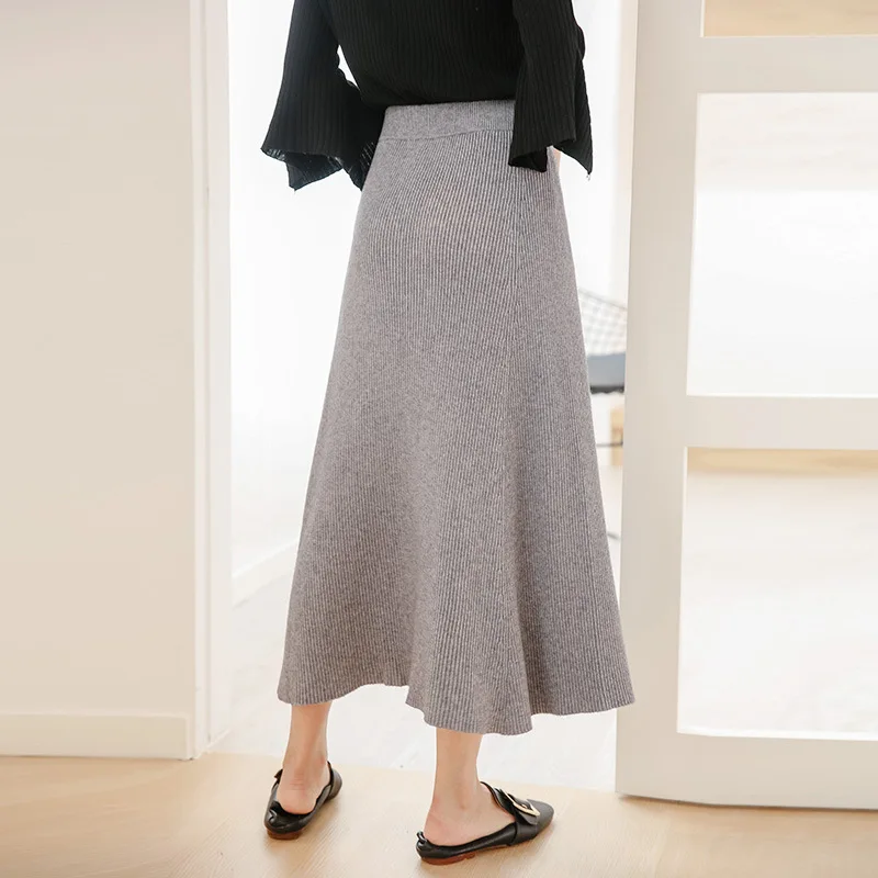 Женская Шерстяная трикотажная Юбка миди с поясом на резинке|midi skirt|autumn skirtmidi skirt