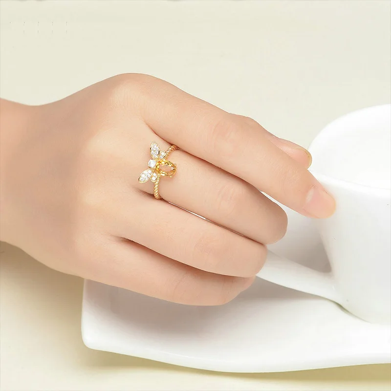 Женское кольцо из стерлингового серебра 925 пробы, природный Аметрин, ювелирное изделие из камня, 18K позолоченные кольца с драгоценными камнями, Модный маленький подарок для влюбленных