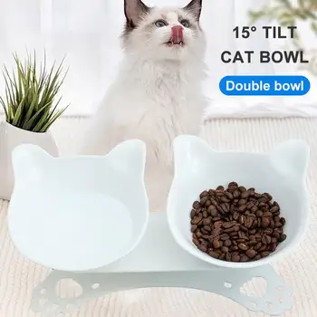 

14cm Cat Bowl Double Bowls With Raised Stand Pet Food Bowl For Cats water Bowl Pets Dogs Cat Feeders Non-slip Pet Supplies
