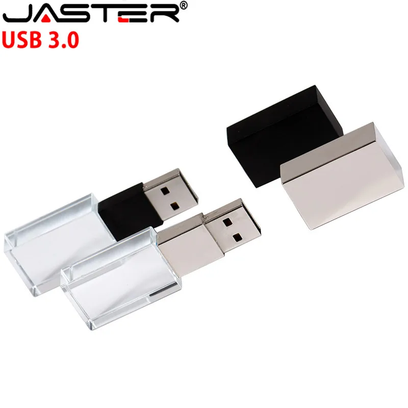  JASTER new Crystal USB Flash Pen Drive Custom Logo cle USB 2.0 4gb 16GB 32GB 64GB Wedding Gift Pend