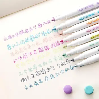 

Creative Art Marker Pens 8 Color Double Line Pen Light Color Student Fluorescent Marker Crafts Supplies Stationery Drawing Pens