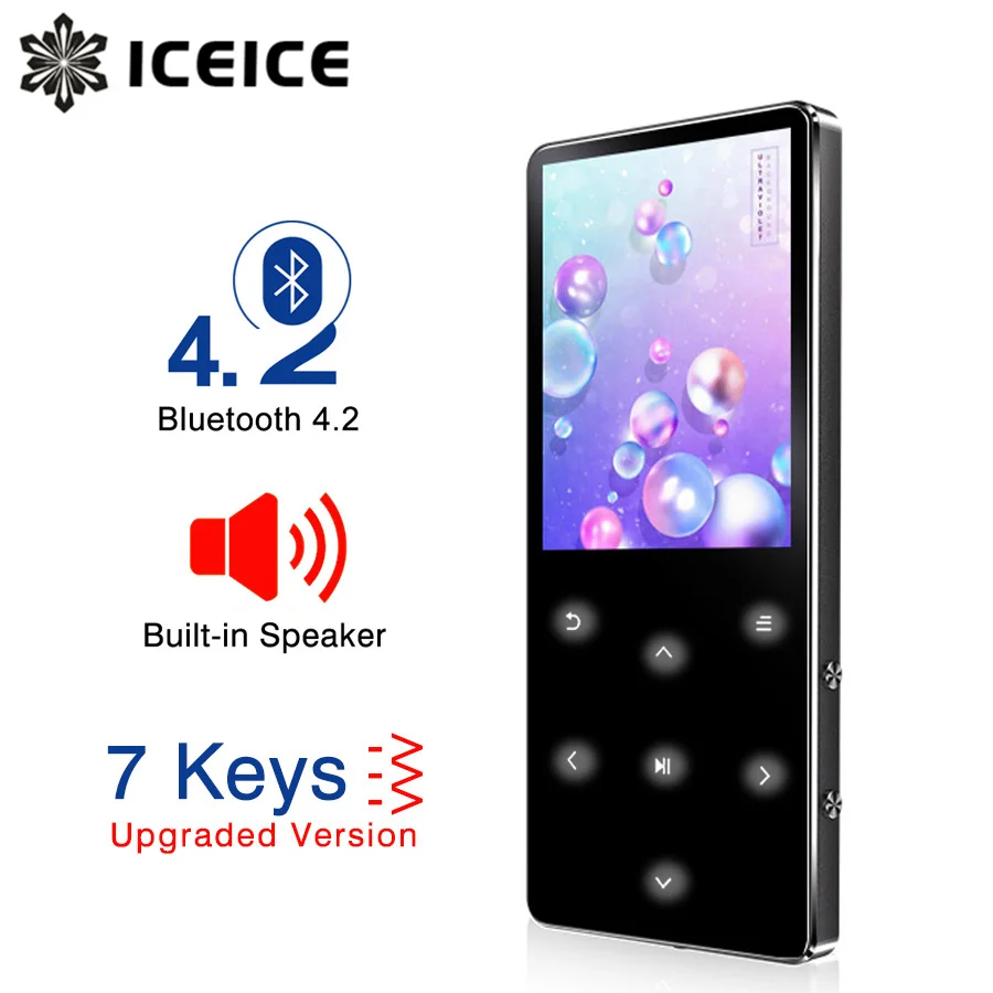 

ICEICE MP3 Player with Bluetooth Touch Keys Built-in Speaker 8GB 16GB 32GB 40GB HiFi Portable Walkman Radio FM Recording MP 3