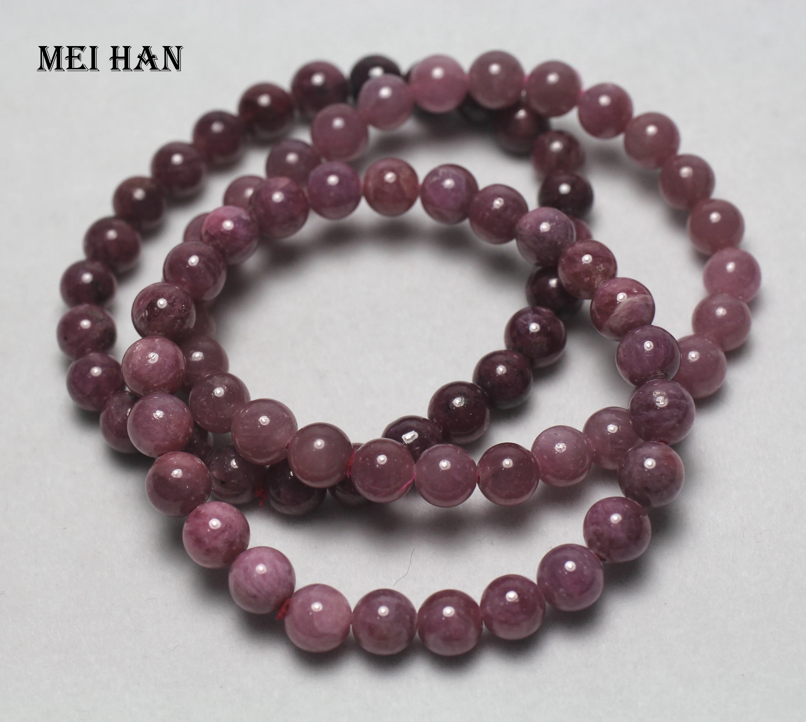 

Meihan natural Burma red rubyy 7-7.5mm (25beads/set/19g) smooth round loose beads stone for jewelry making