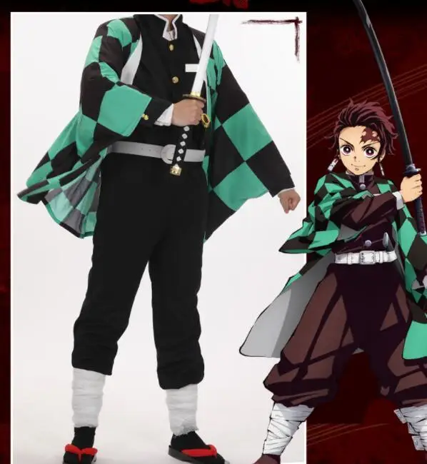Demon Slayer: Kimetsu no Yaiba mens Kamado Tanjirou Косплей накидка костюмы полный комплект Agatsuma Zenitsu оранжевый костюм-накидка костюмы