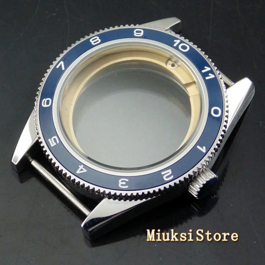Corgeut 41mm top watch case sapphire glass ceramic bezel fit Miyota 8205/8215 82 Series ETA 2836/2824 DG2813