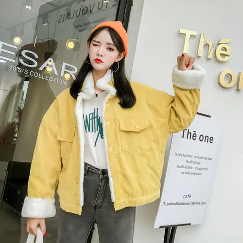 

Autumn And Winter Cotton-padded Clothes Korean-style Corduroy Short Coat Corduroy Thick Students BF Style Loose-Fit Lambs Wool