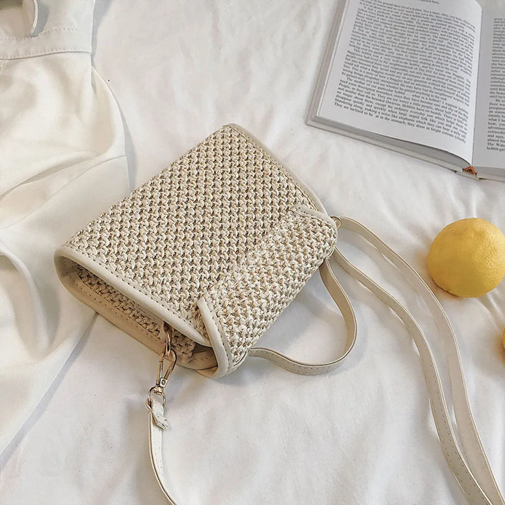Женская пляжная соломенная сумка мешок квадратная мессенджер из мешковины 2020 # jsw