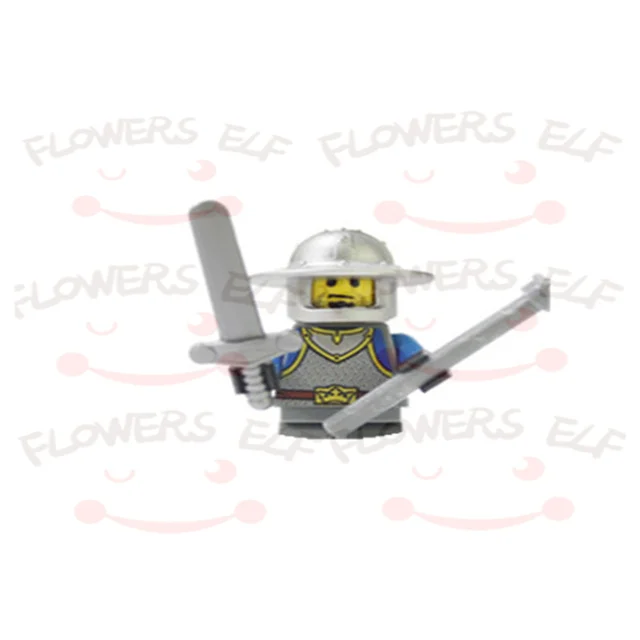 1PCS Blue Lion Red Green Dragon Knight Mini Two-person Villain Middle Age Assembling Building Blocks Children'sToy Medieval Knig 9801E