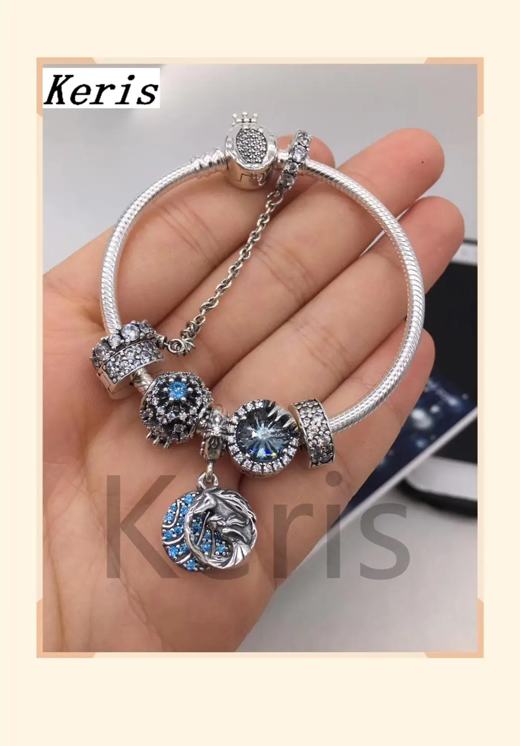 

High Quality Reproduction 1:1 100%925 Sterling Silver New Cat-Eye Tag Safety Chain Beaded Bracelet Free Of Charge
