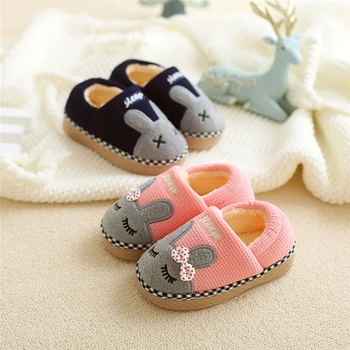 

Toddler Kids Winter Home Slippers Baby Girls Boys Cartoon Rabbit Bow Warm Indoor Soft-Sole Floor Shoes House Slipper 18M-10T A50