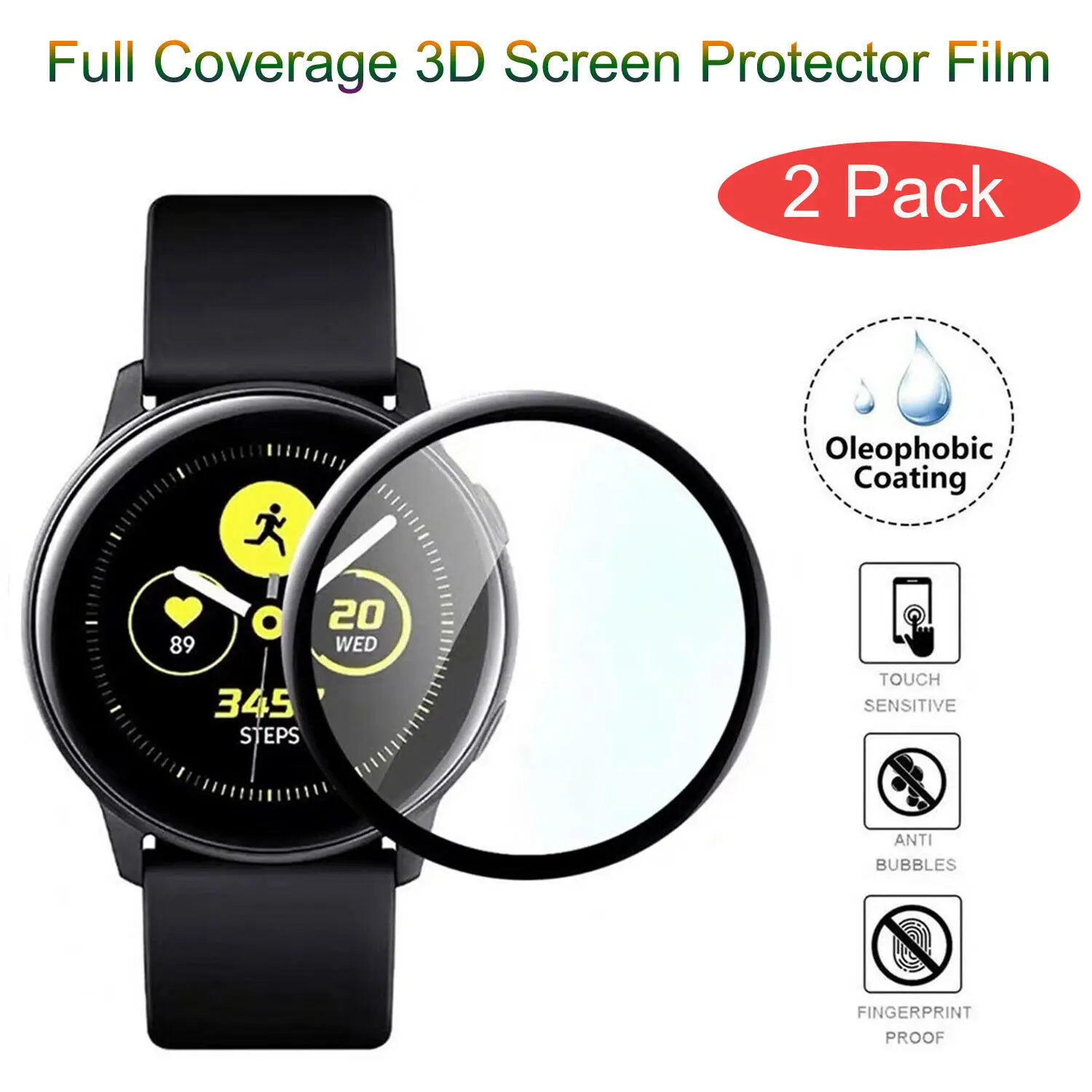 Защитное стекло для экрана Samsung Galaxy Watch Active 2 44 мм 40 сверхпрочная прозрачная HD
