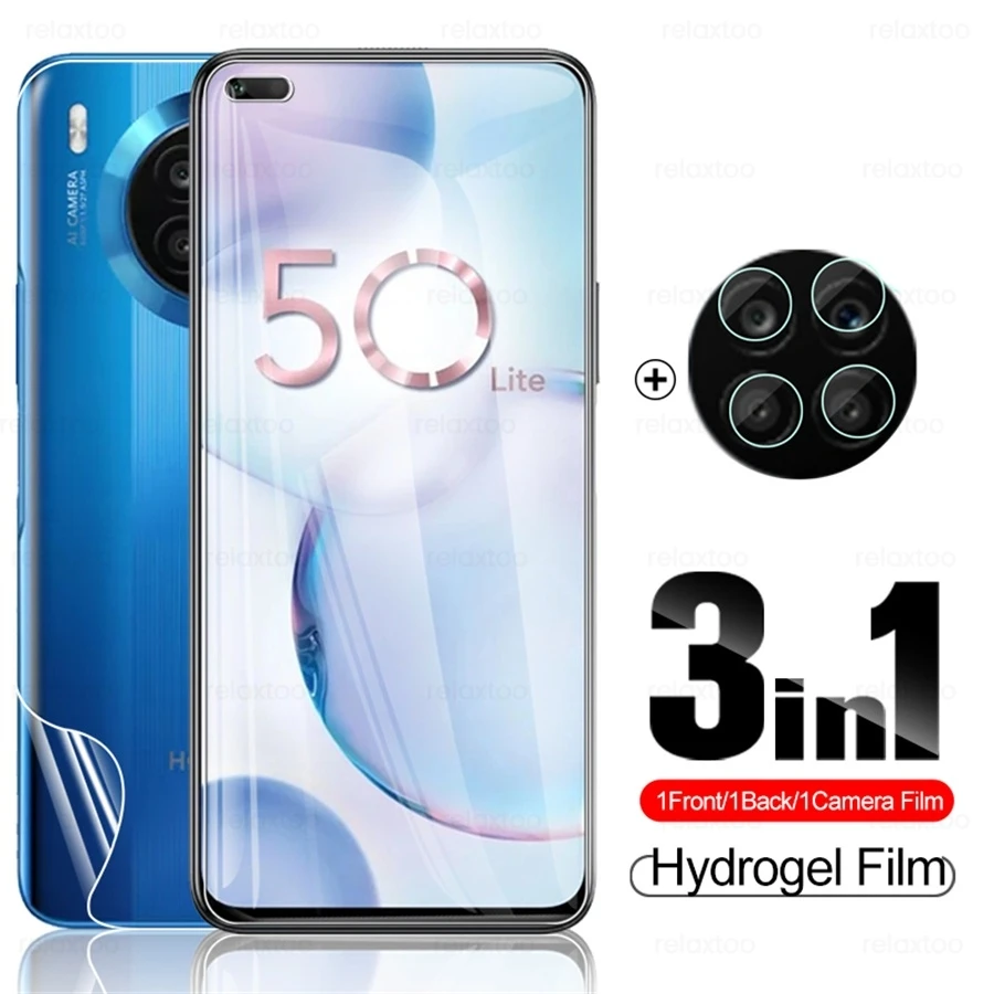 phone screen guard 1-To-3 30000D Front Back Hydrogel Film for Honor 50 Lite Screen Protector Honor50 Lite Honer Xonor 50Lite 50 Light Camera Glass phone protector