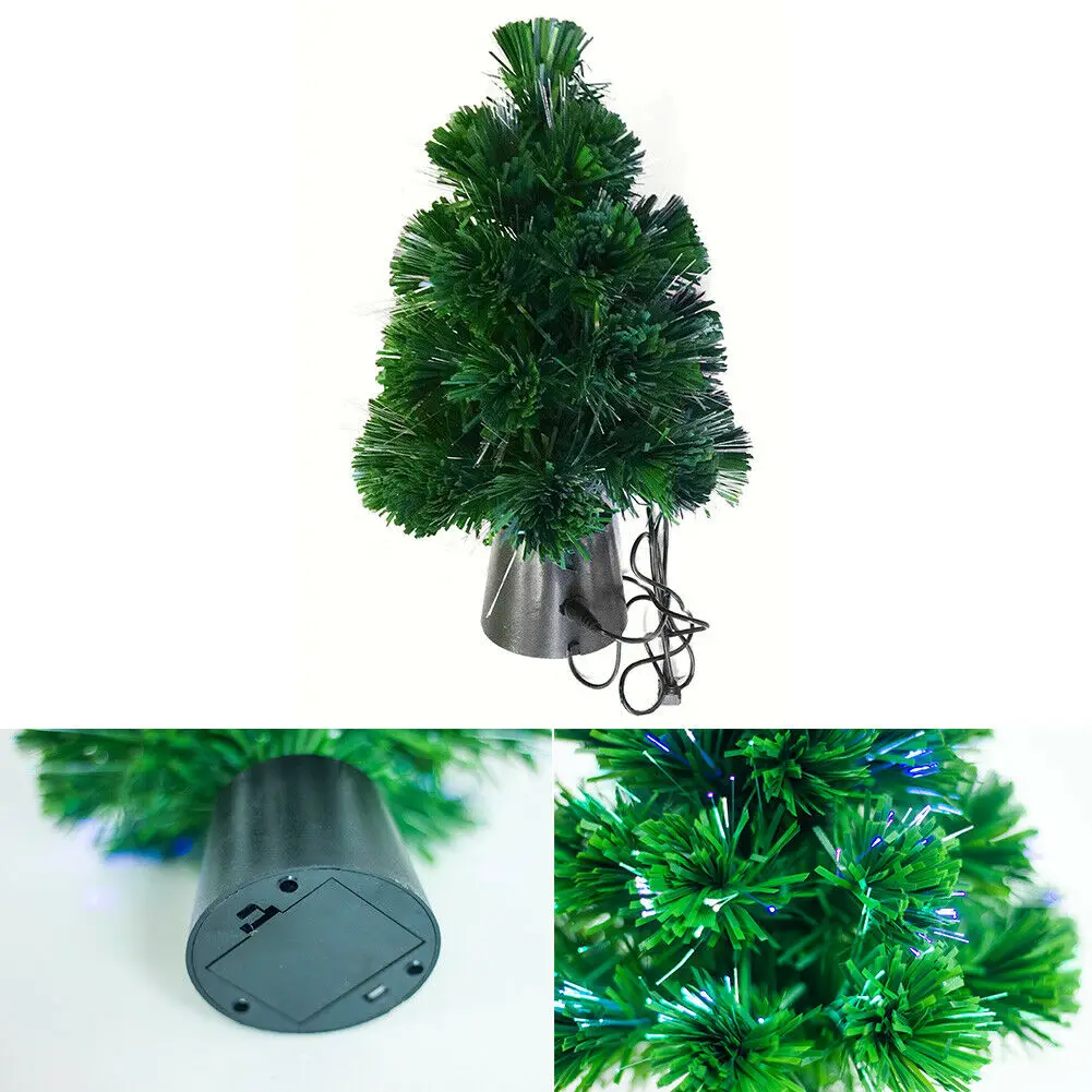 30*20cm Newly USB Fiber Mini Christmas Tree Desk Table Decor Festival Party Ornaments Xmas Gift