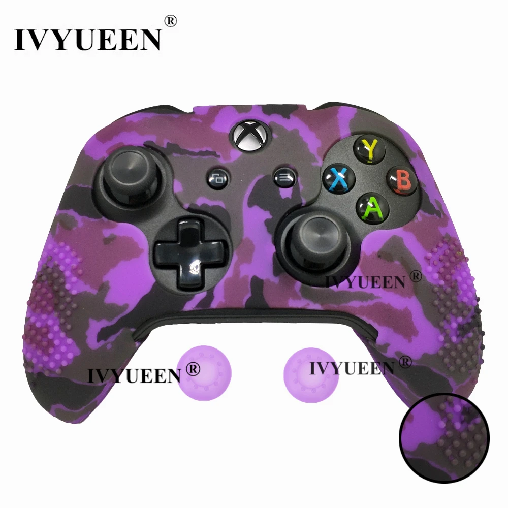 Purple Camo IVYUEEN, 15 цветов, силиконовый чехол для microsoft Xbox One X S, тонкий контроллер, защитный чехол с аналоговой ручкой для большого пальца - Цвет: Purple Camo
