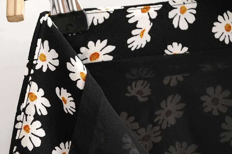 Bazaleas Высокая талия faldas mujer moda шикарная юбка в клетку с бантом с принтом маргаритки Женская винтажная Юбка femme Прямая поставка