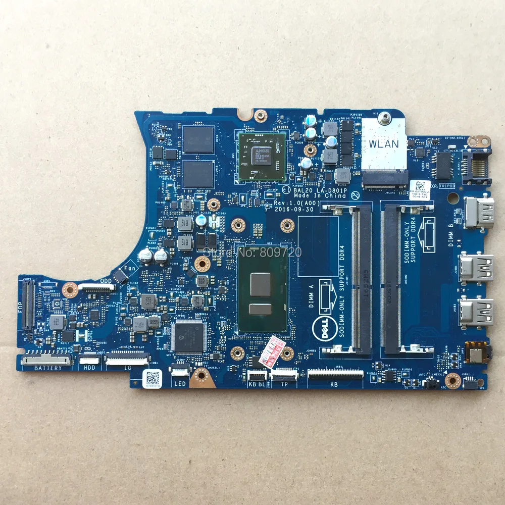 astounding  Laptop Motherboard BAL20 LA-D801P CN-0Y8N7H/02PVGT Y8N7H DDR4 with SR2ZU i5-7200U 2.5GHz For Dell I