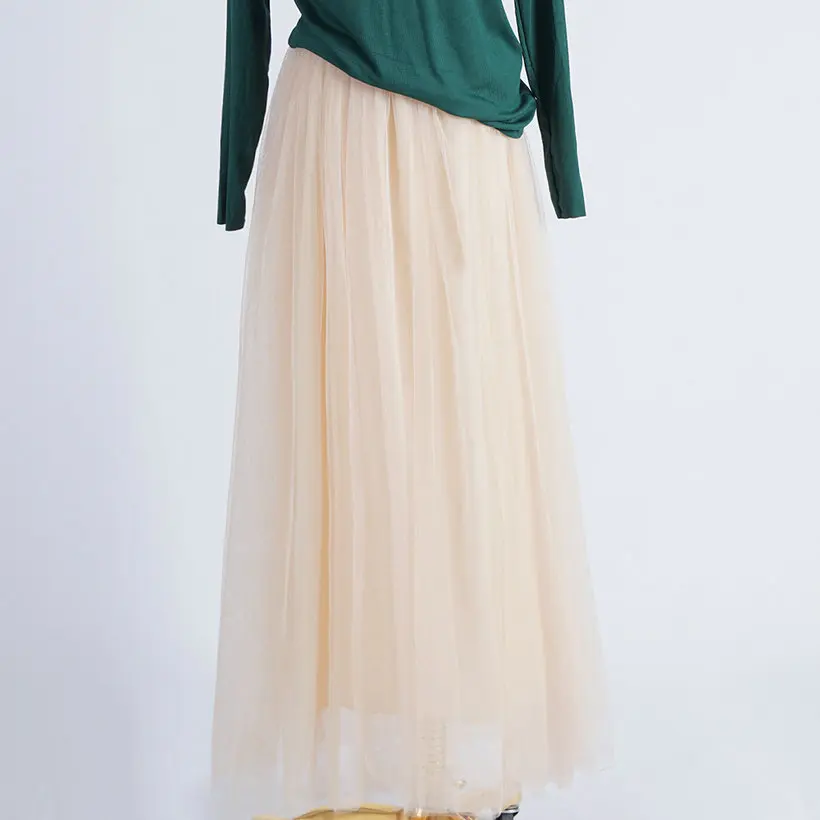 Длинная юбка Pileli Midi Boy Etek siyah ørgju etek - Color: Beige