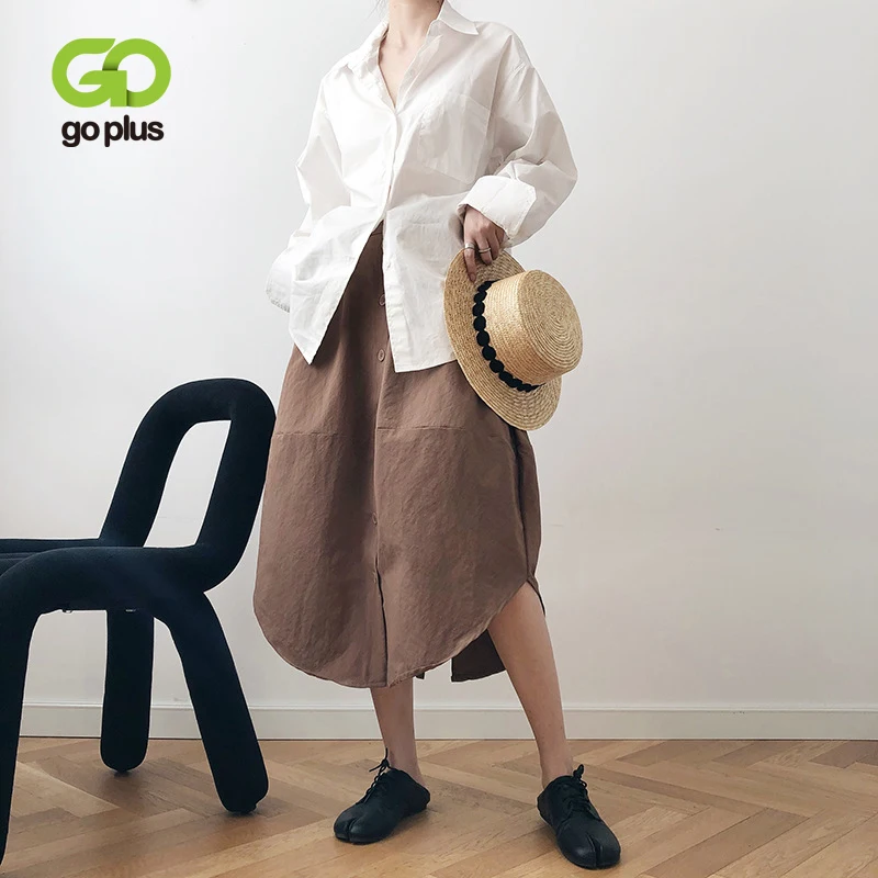 

GOPLUS Autumn Winter Women's Skirts Korean Style High Waist Mid-Calf A-line Skirts Womens Mujer Faldas Mujer Moda 2020