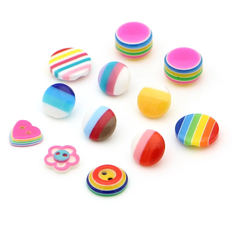 

10pcs 2 Holes Children Plastic Buttons for Baby Clothing Round Heart Flower Shape Mini Small Button Garment Sewing Accessories
